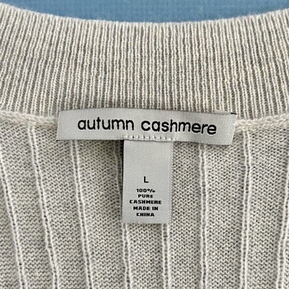 Autumn Cashmere Ribbed V-Neck Butterscotch Brown Tunic Knit Sweater Dress - Picture 6 of 6